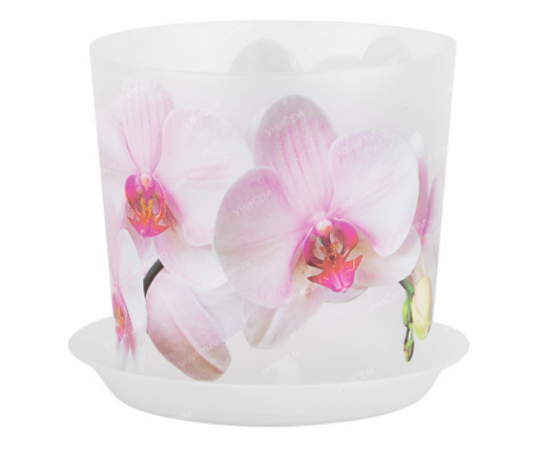Кашпо "ДЕКО" для орхидеи белая с подставкой, 2,4л 125мм (М-пластика)