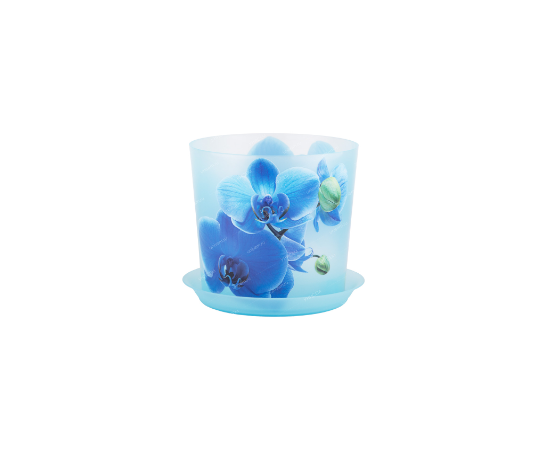 Кашпо "ДЕКО" для орхидеи голубая с подставкой, 2,4л 125мм (М-пластика)